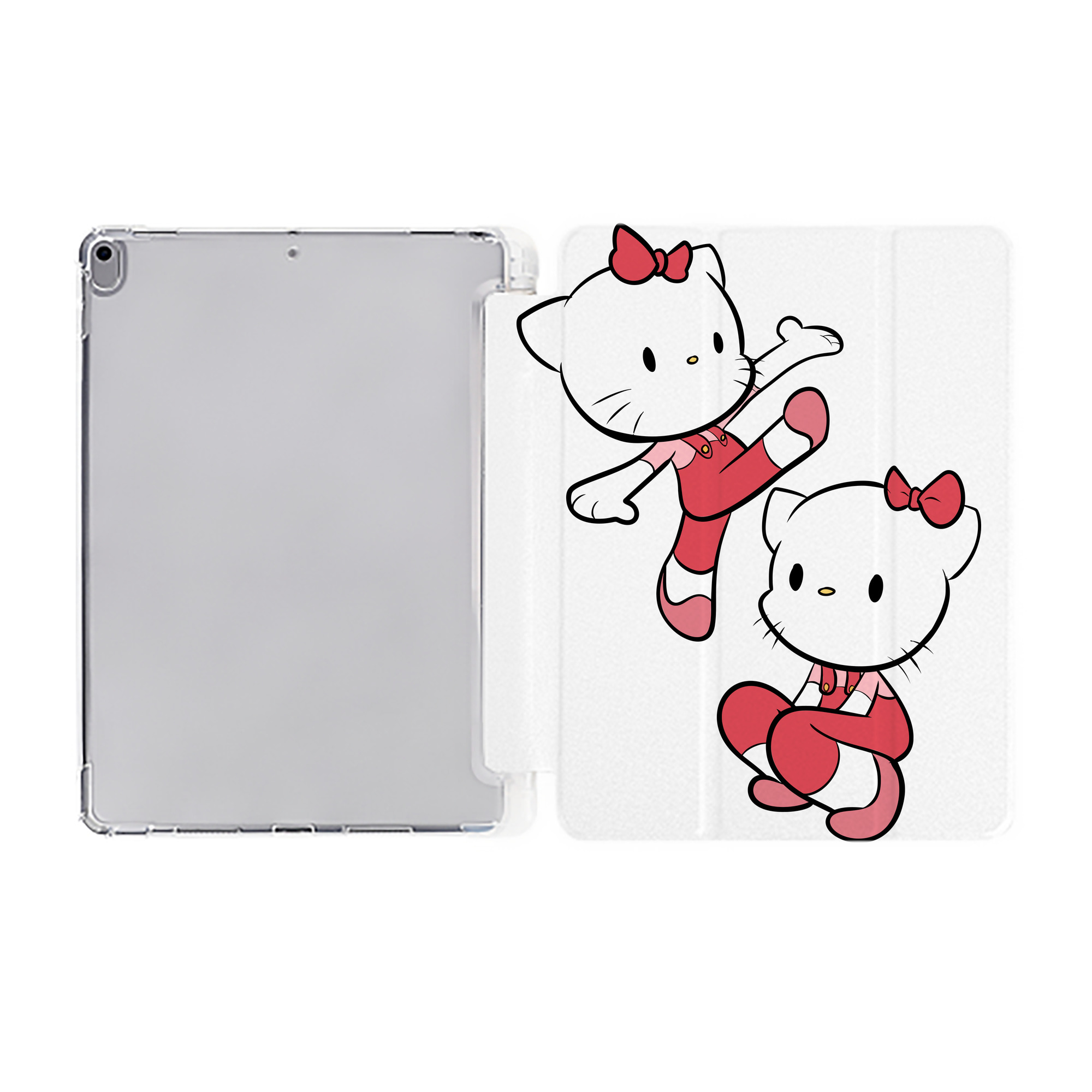 （画像用） Hello Kitty ハローキティ IPad ケース ペン収納付き 三つ折りスタンド PUレザー×シリコン 対応機種9.5/10.5/10.9インチ